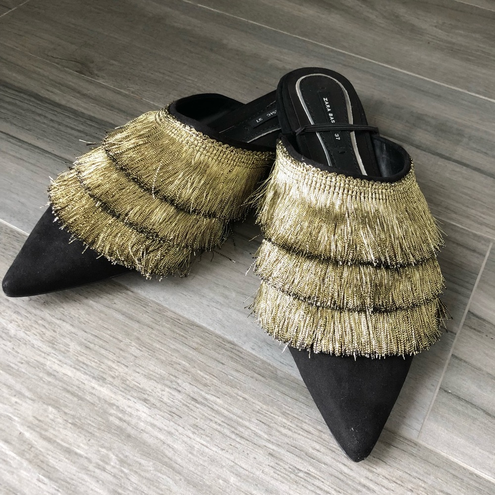 NWT Zara Mules with Fringe